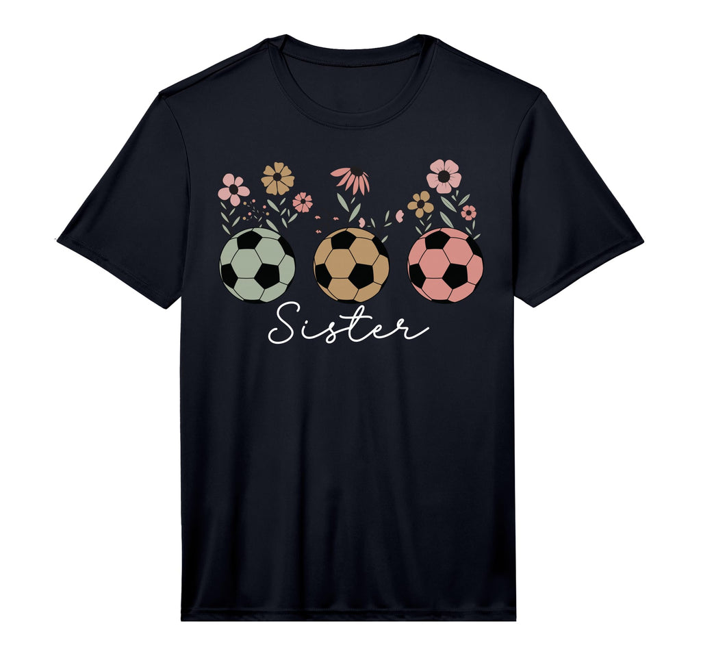 Soccer Sister Floral Wildflower Spring T-Shirt - Trendy Graphic Men Women