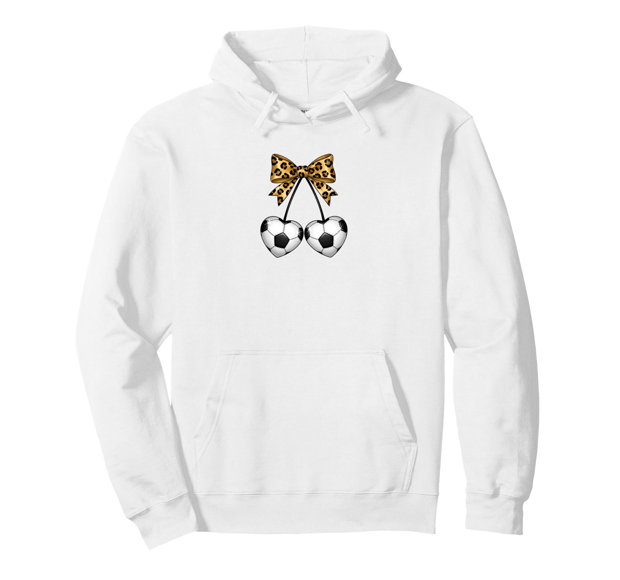 Soccer Coquette Leopard Soccer Cherry Hoodie - Fun Novelty Design Unisex