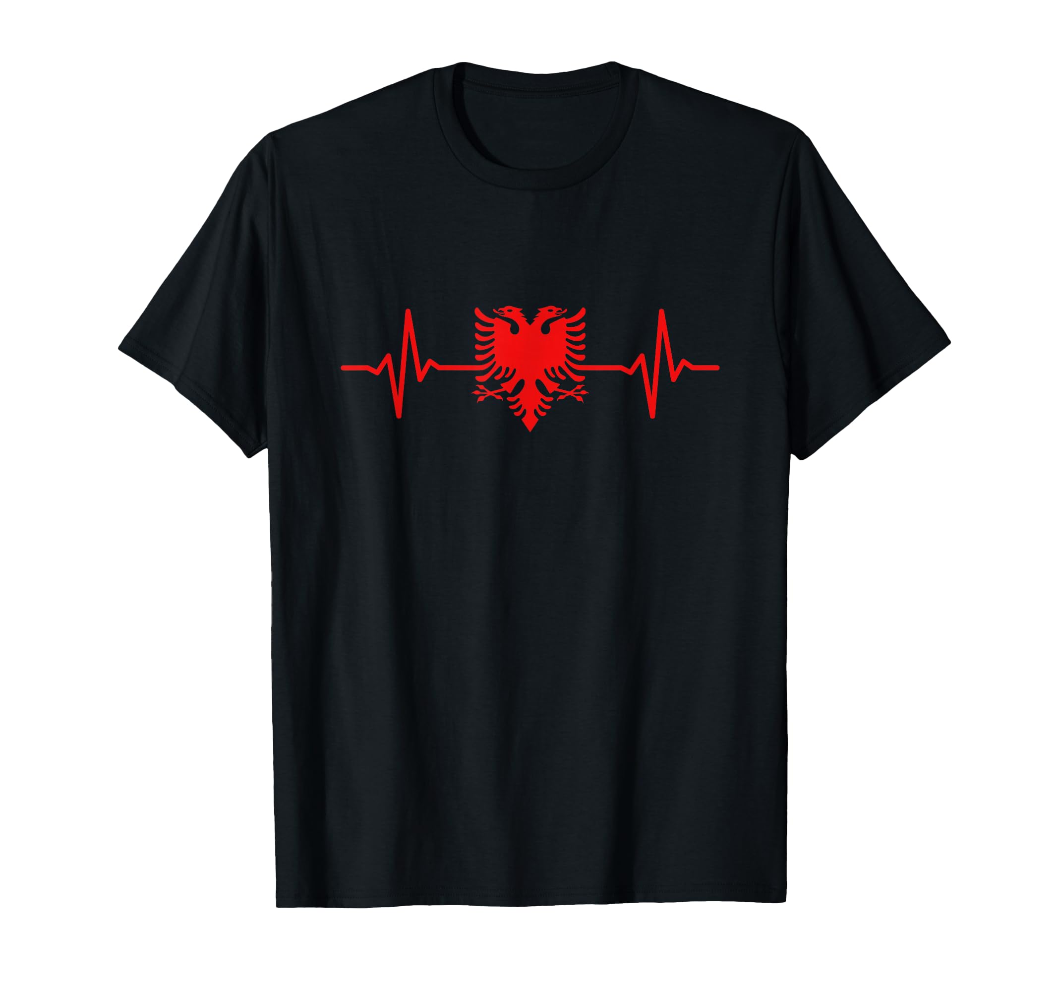 Albania Heartbeat Albanian Eagle T-Shirt - Novelty Apparel for Adults