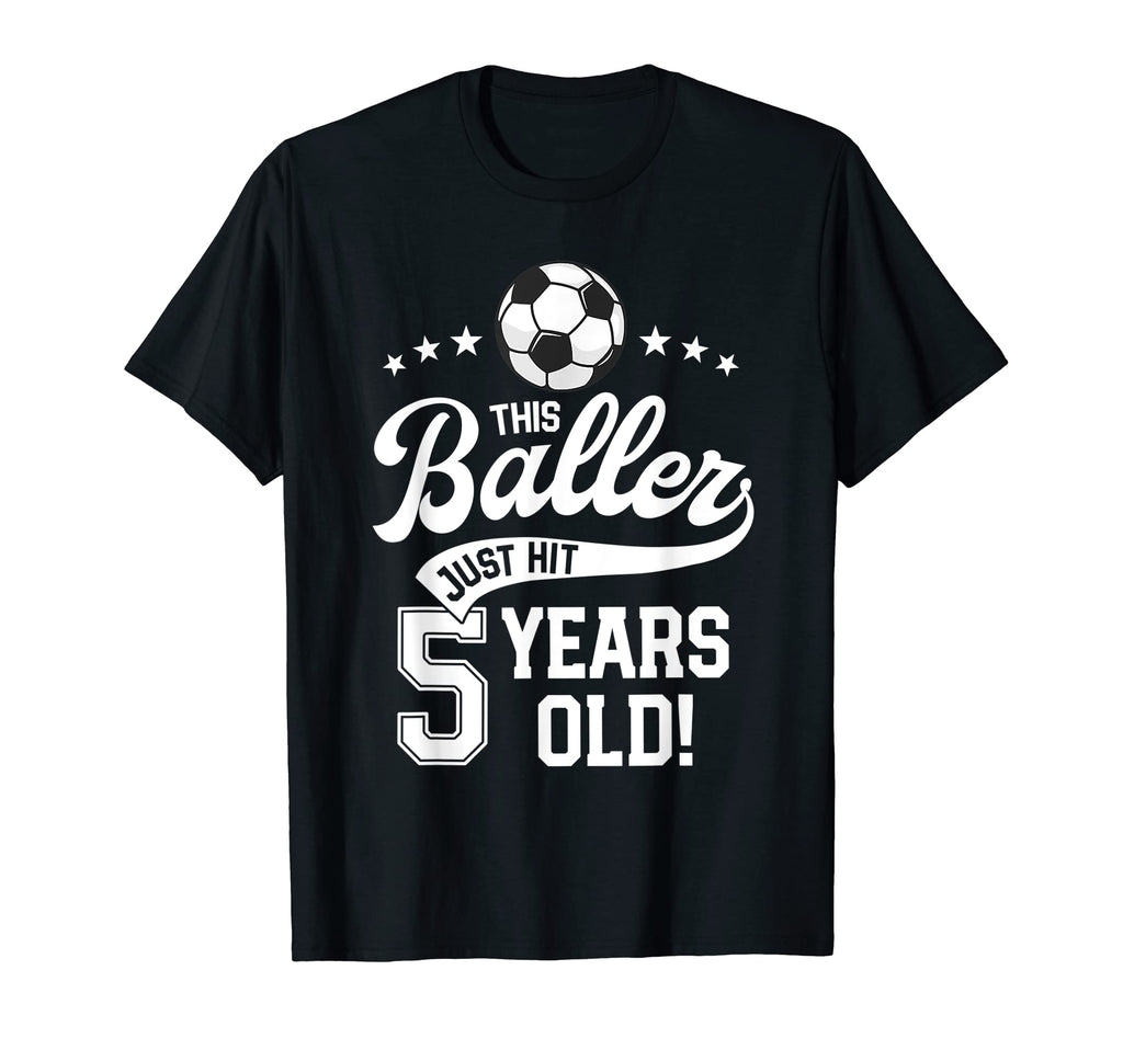 5 Years Old Soccer Themed Birthday T-Shirt - Casual Everyday Wear Unisex