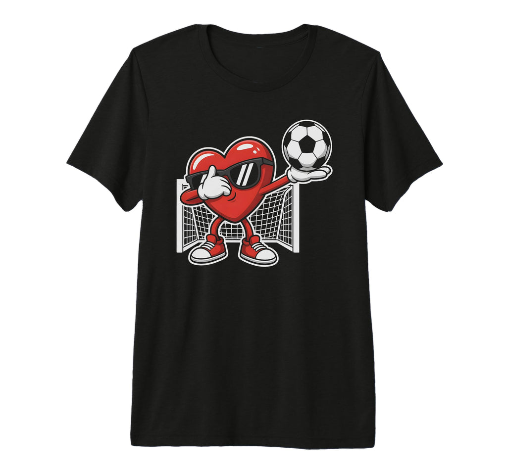 Kawaii Soccer Heart Love Dabbing Valentine T-Shirt - Graphic Print Unisex
