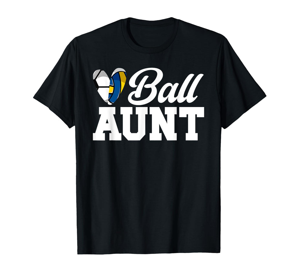 Ball Aunt Heart Volleyball Soccer Aunt T-Shirt - Trendy Graphic for Adults