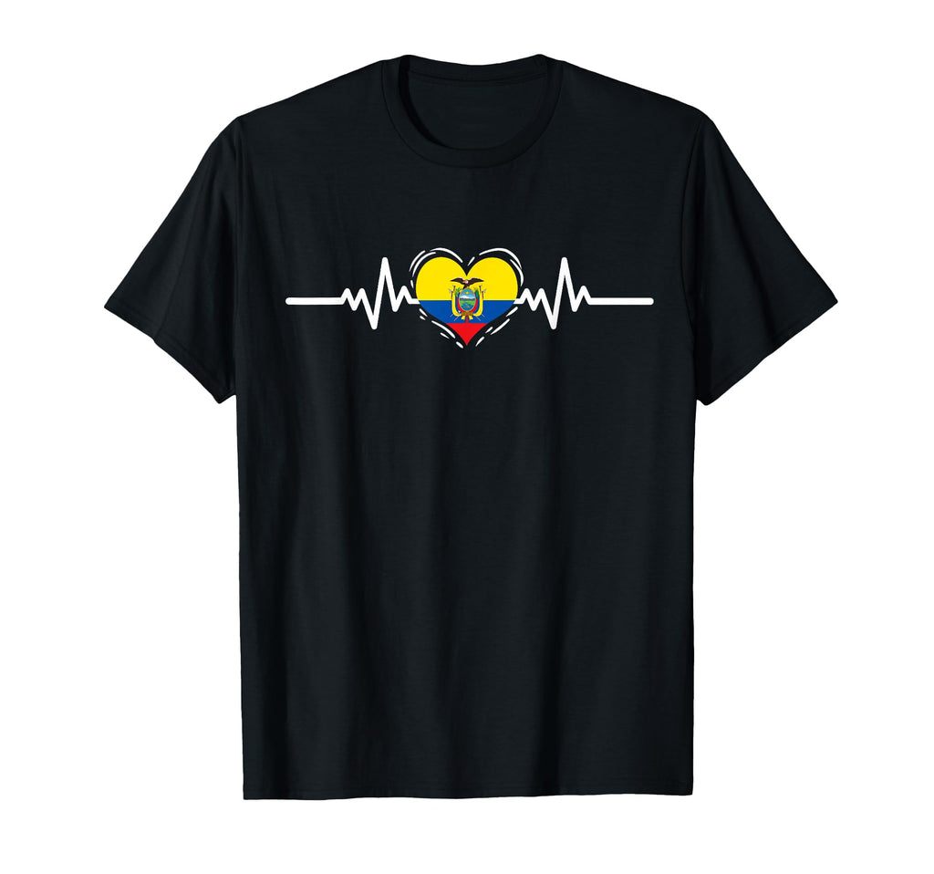 Ecuador Flag Heartbeat Ecuadorian T-Shirt - Fun Novelty Design Men Women