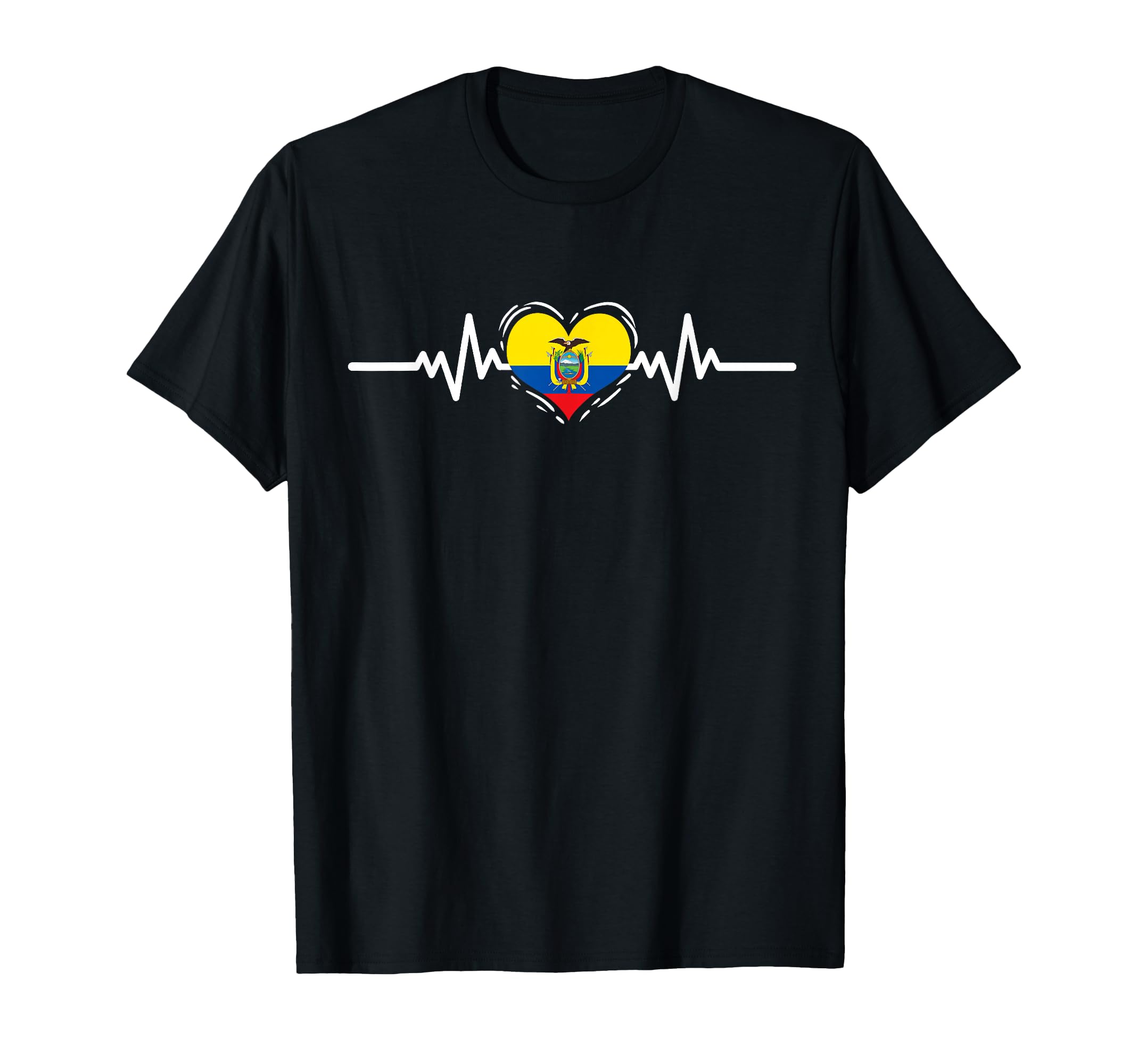 Ecuador Flag Heartbeat Ecuadorian T-Shirt - Fun Novelty Design Men Women