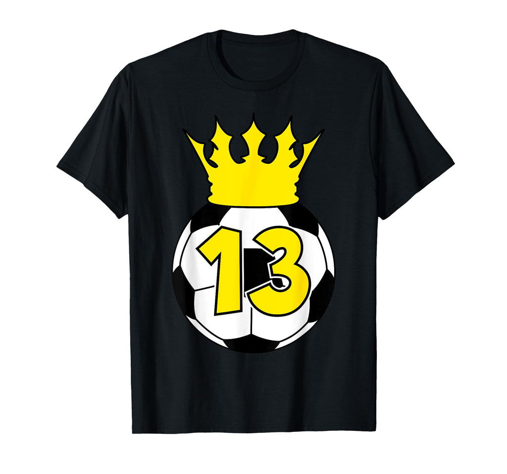 Soccer Football Yellow 13Th Birthday T-Shirt - Casual Everyday Wear Unisex