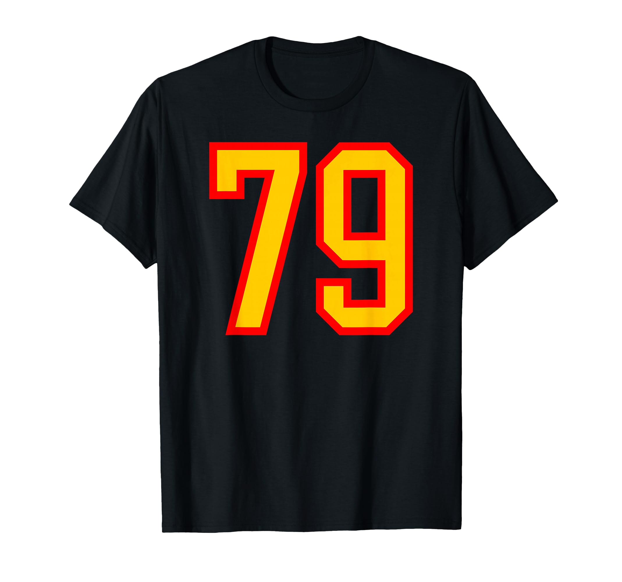 Red Yellow Sport Team Number 79 T-Shirt - Aesthetic Graphic Men Women
