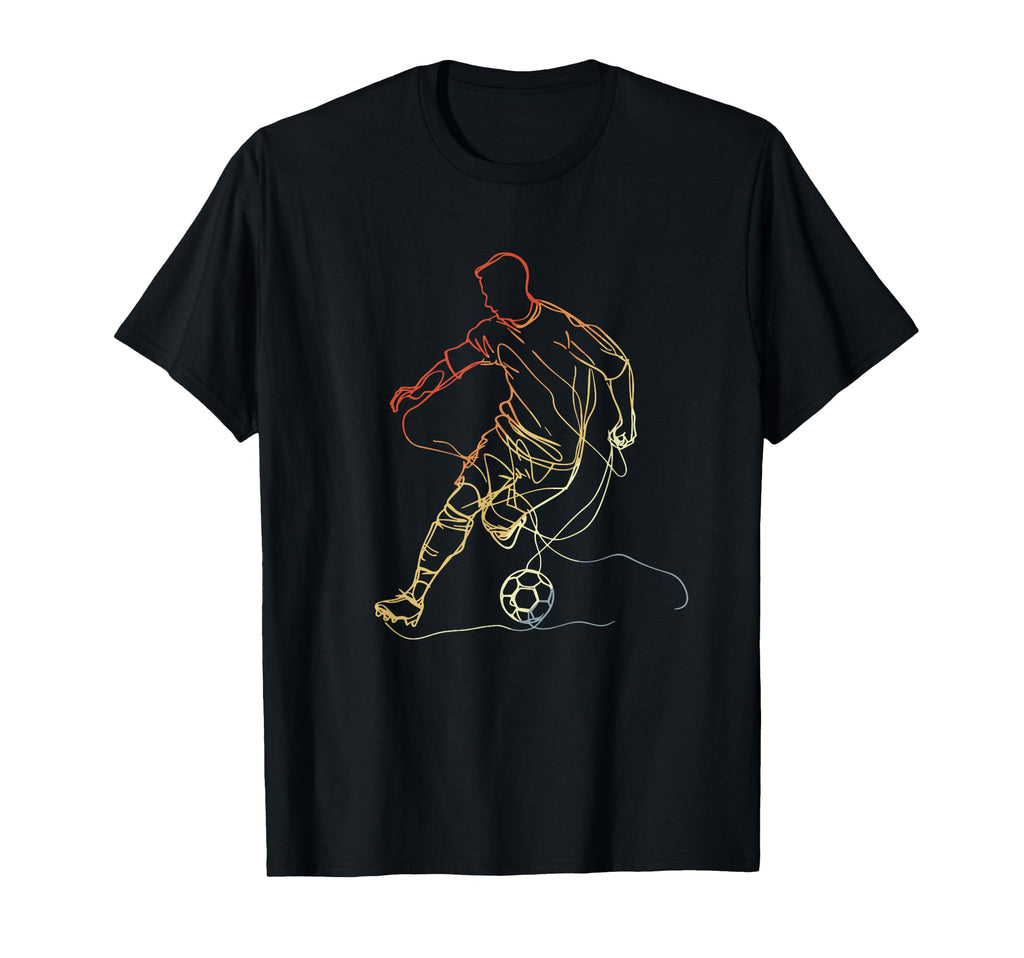 Soccer Player One Line Drawing T-Shirt - Fun Novelty Design for Adults