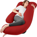 Sasttie Pregnancy Pillows for Sleeping, Jumbo U Shaped Cooling Full Body Pillow with Removable Cover, Pregnant Women Must Haves, Maternity Essential, Red