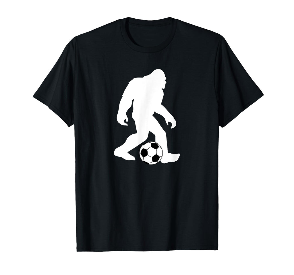 Bigfoot Playing Soccer Funny Soccer T-Shirt - Minimalist Print for Adults
