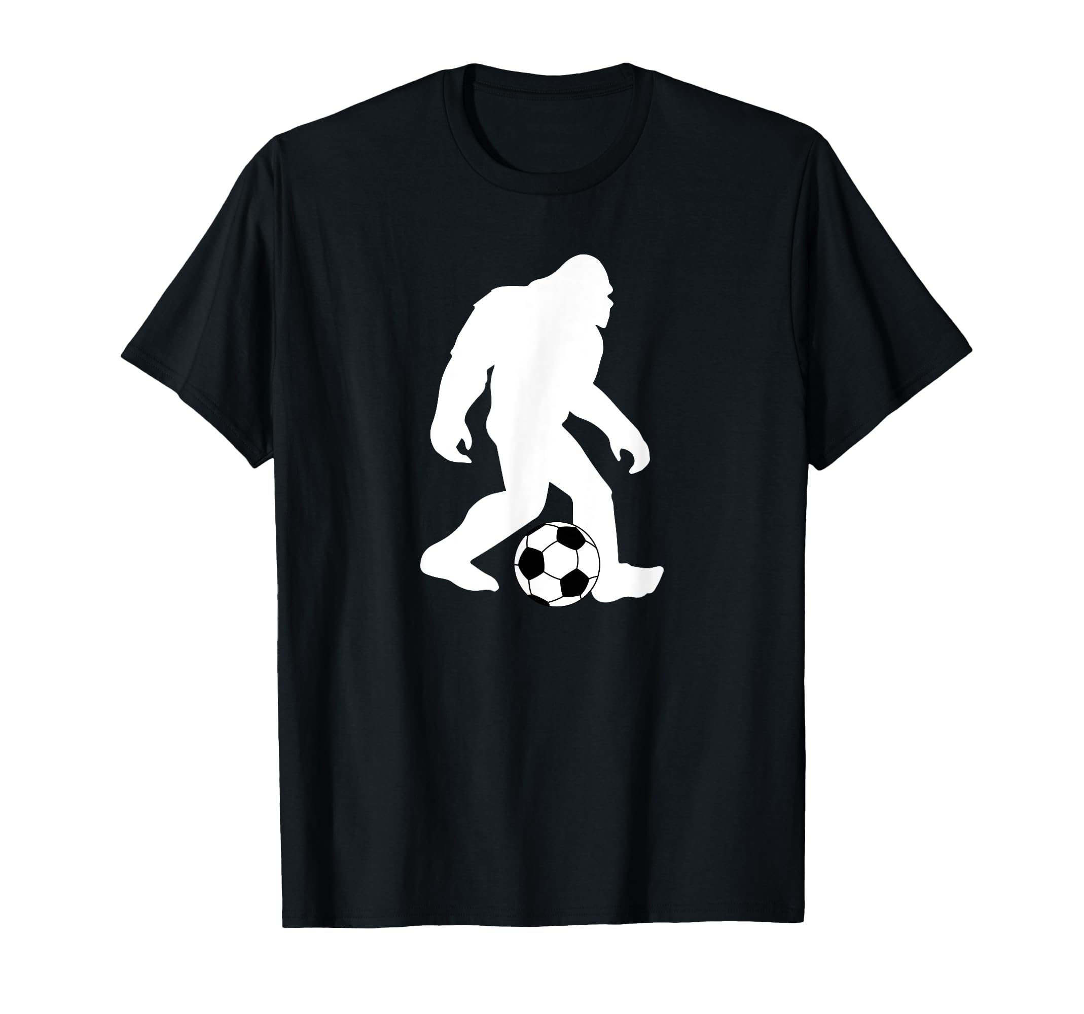 Bigfoot Playing Soccer Funny Soccer T-Shirt - Minimalist Print for Adults