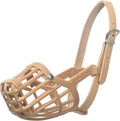 Leather Brothers Italian Basket Dog Muzzle, Adjustable Secure Fit, Comfortable Design, Training and Safety, Averts Biting, Prevents Chewing and Scavenging, Perfect for Grooming - Tan, Size 3