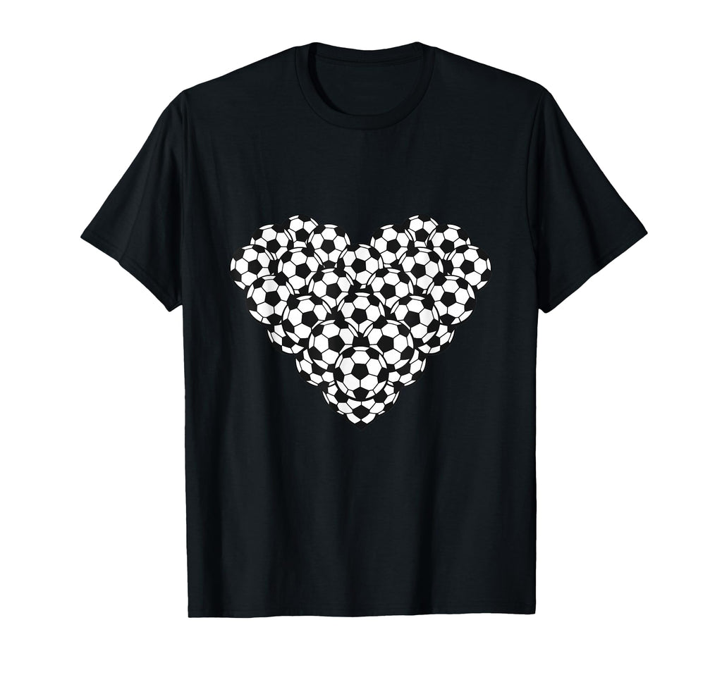 Heart Shaped Soccer Ball Pattern T-Shirt - Minimalist Print Unisex