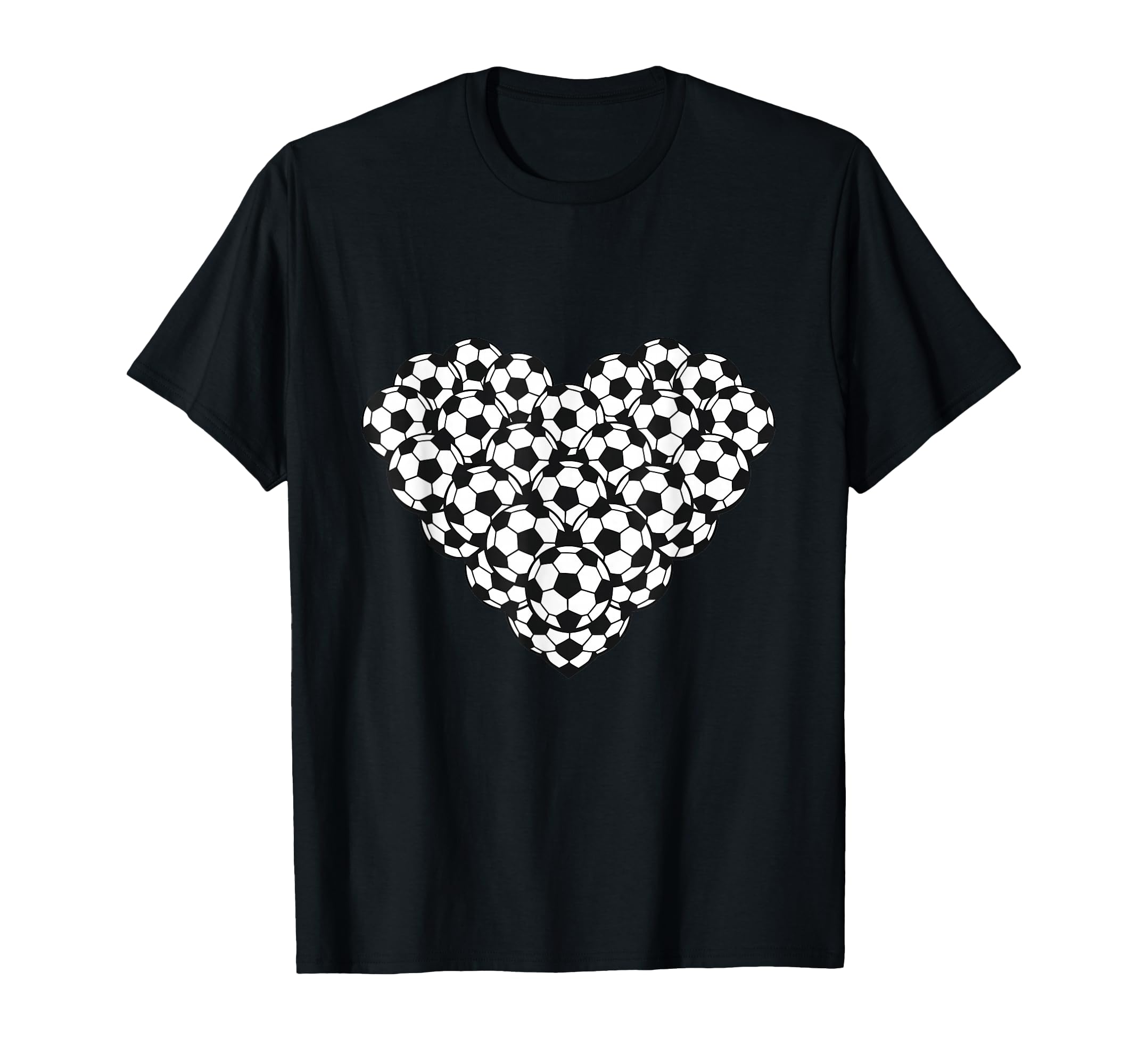 Heart Shaped Soccer Ball Pattern T-Shirt - Minimalist Print Unisex