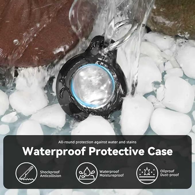 Upgrade Waterproof 2 Pack Airtags Holder with Apple Airtags Keychain, Hard PC Air Tag Case, Anti-Scratch & Shock Air tag Holder, Men's Women's Keyrings & Keychains - Black+White
