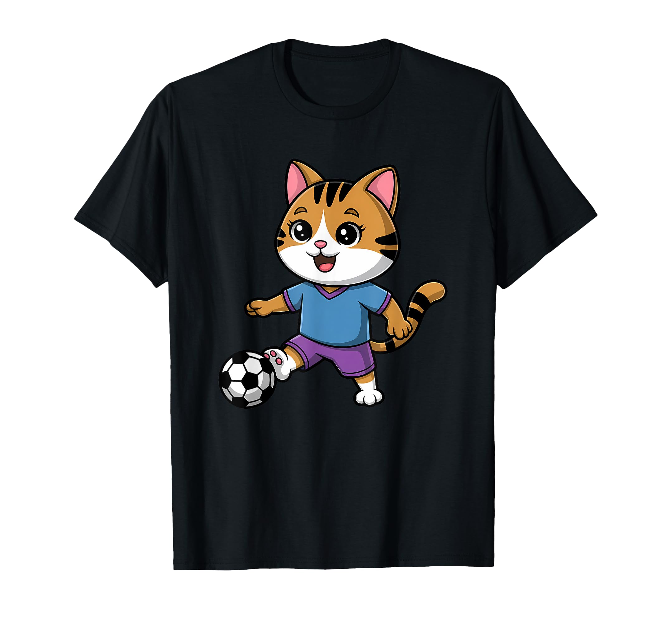 Intelligent Cat Playing Soccer Funny T-Shirt - Graphic Print Men Women