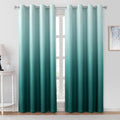HOMEIDEAS Teal Ombre Blackout Curtains 52 X 96 Inch Length Gradient Room Darkening Thermal Insulated Energy Saving Grommet 2 Panels Window Drapes for Living Room, Bedroom