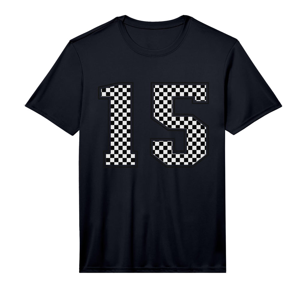 Checkered Sports Team Number 15 T-Shirt - Fun Novelty Design Men Women