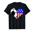 Soccer Heart American Flag Funny T-Shirt - Fun Novelty Design for Adults