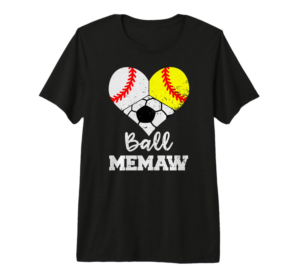 Ball Memaw Heart Funny Baseball T-Shirt - Aesthetic Graphic Unisex