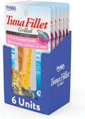 INABA Premium Hand-Cut Grilled Tuna Fillet Cat Treats/Topper with Vitamin E and Green Tea Extract, 0.52 Ounces Each, Pack of 6, Crab Broth