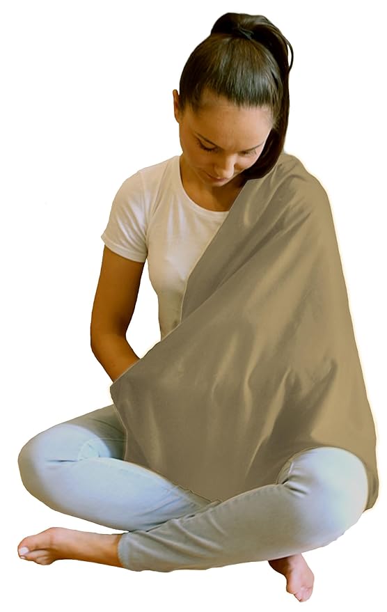 LK Baby Infinity Nursing Scarf Breastfeeding Cover Ultra Soft Premium Jersey Polyester- 100% AZO free and Safe for Baby (Light Brown)