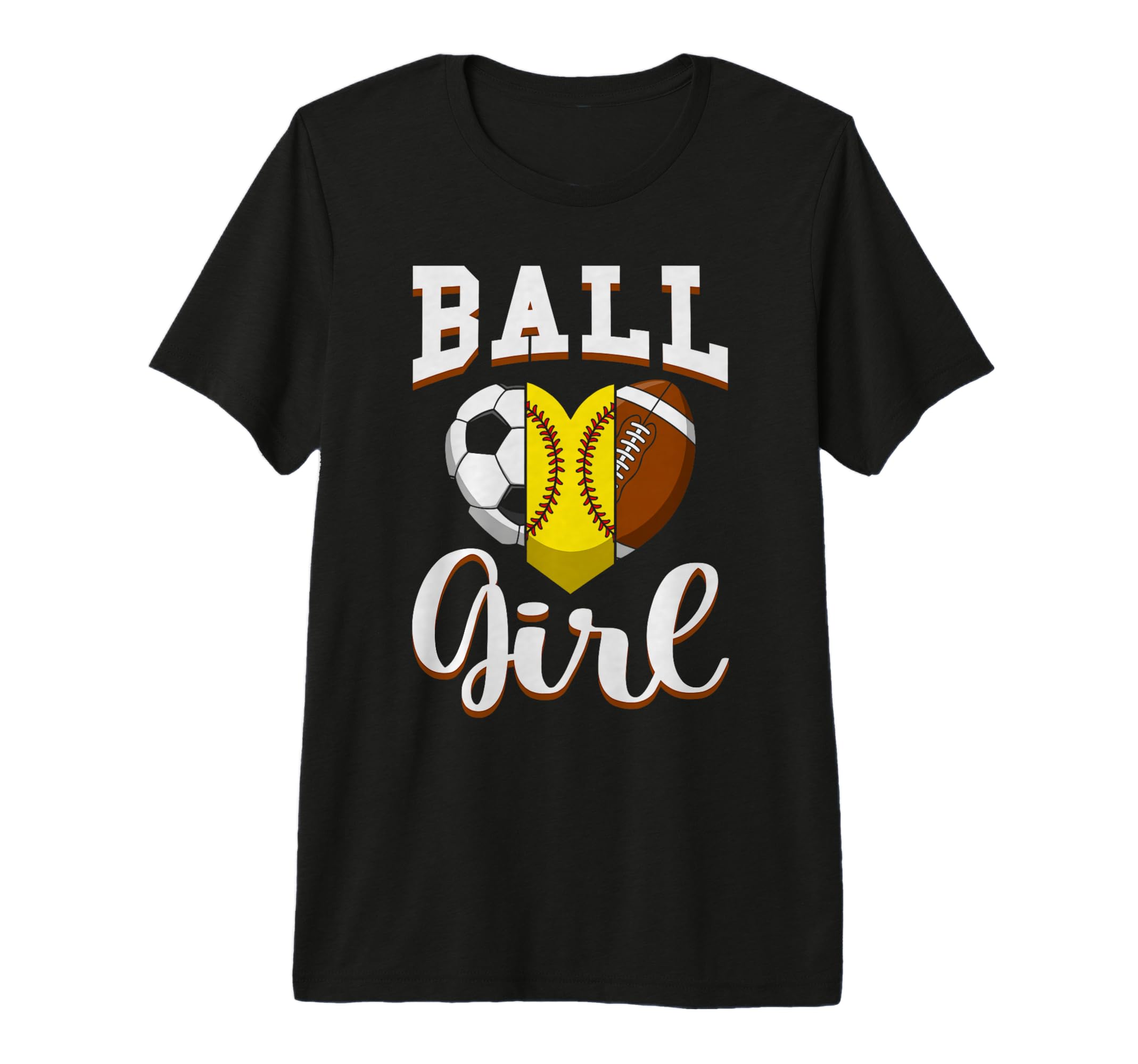 Ball Sports Heart Soccer Softball T-Shirt - Novelty Apparel for Adults