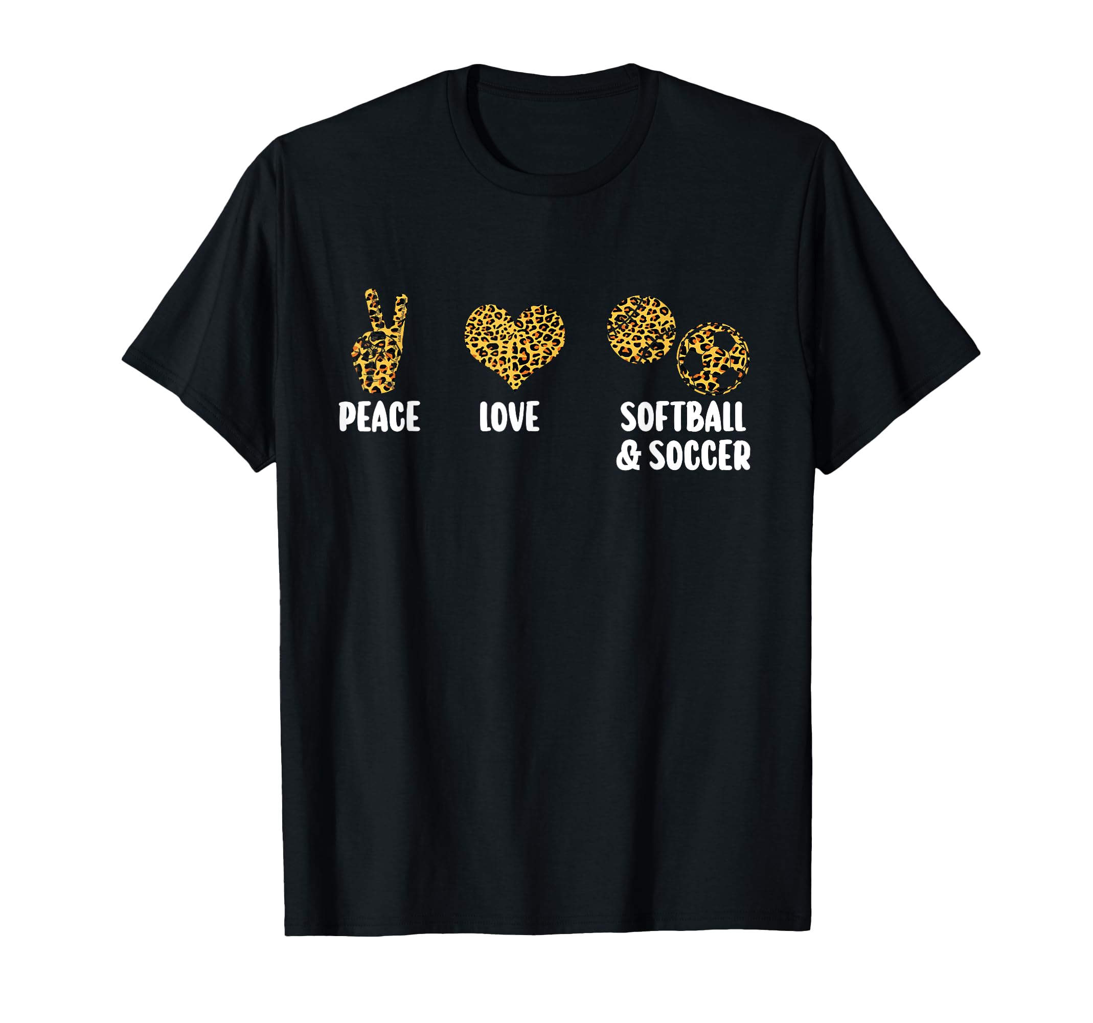 Peace Love Softball Soccer Softball T-Shirt - Fun Novelty Design Unisex