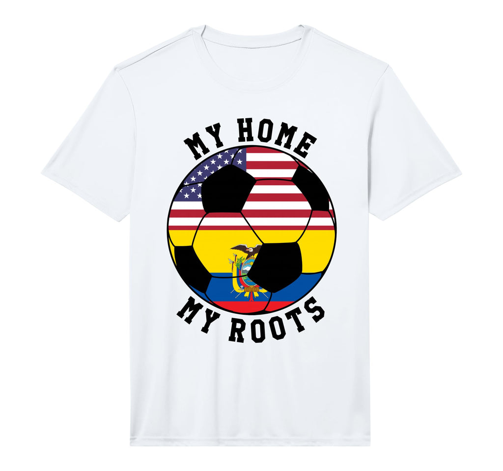 My Home My Roots Ecuador Flag Soccer T-Shirt - Novelty Apparel Men Women