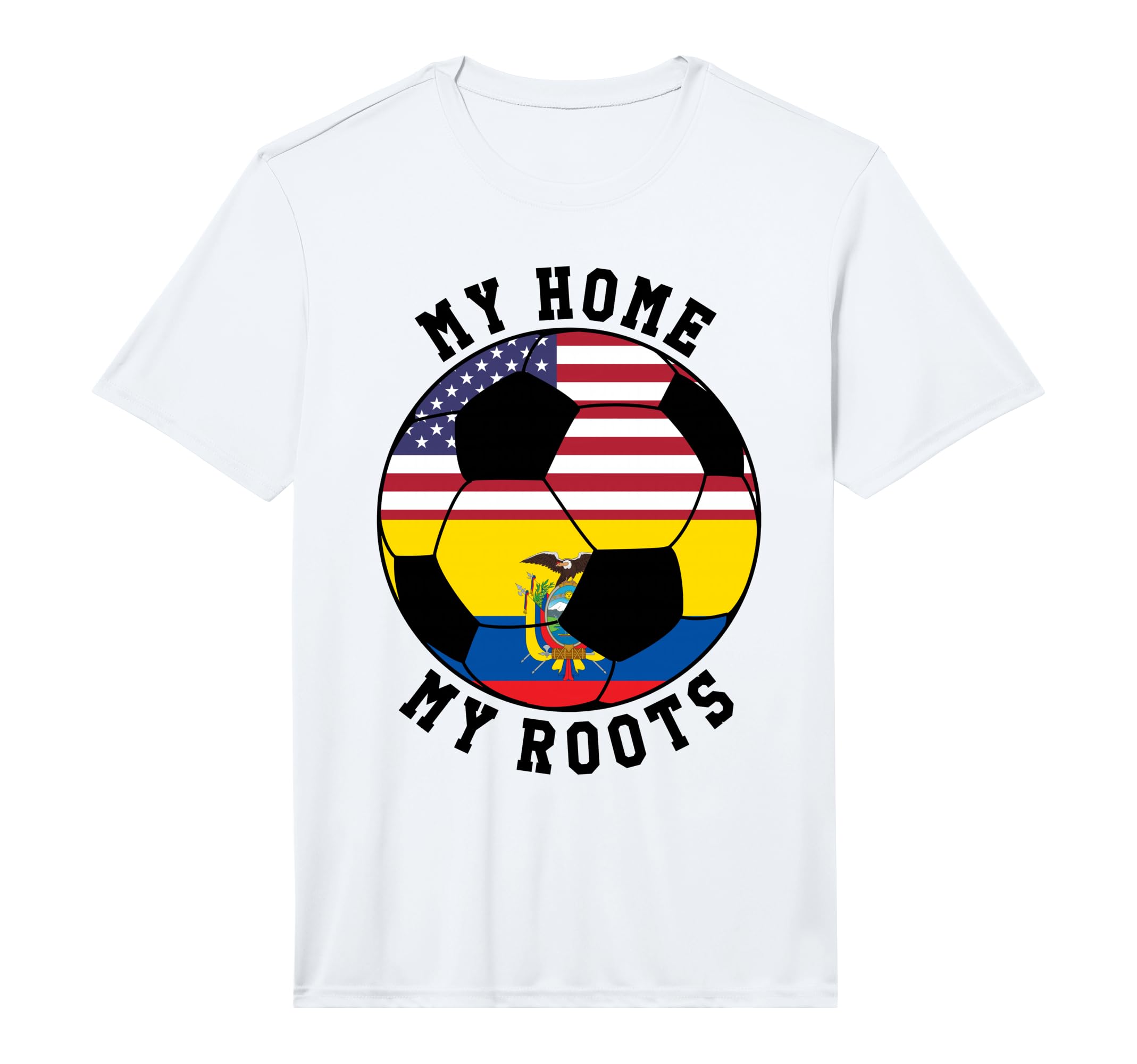 My Home My Roots Ecuador Flag Soccer T-Shirt - Novelty Apparel Men Women