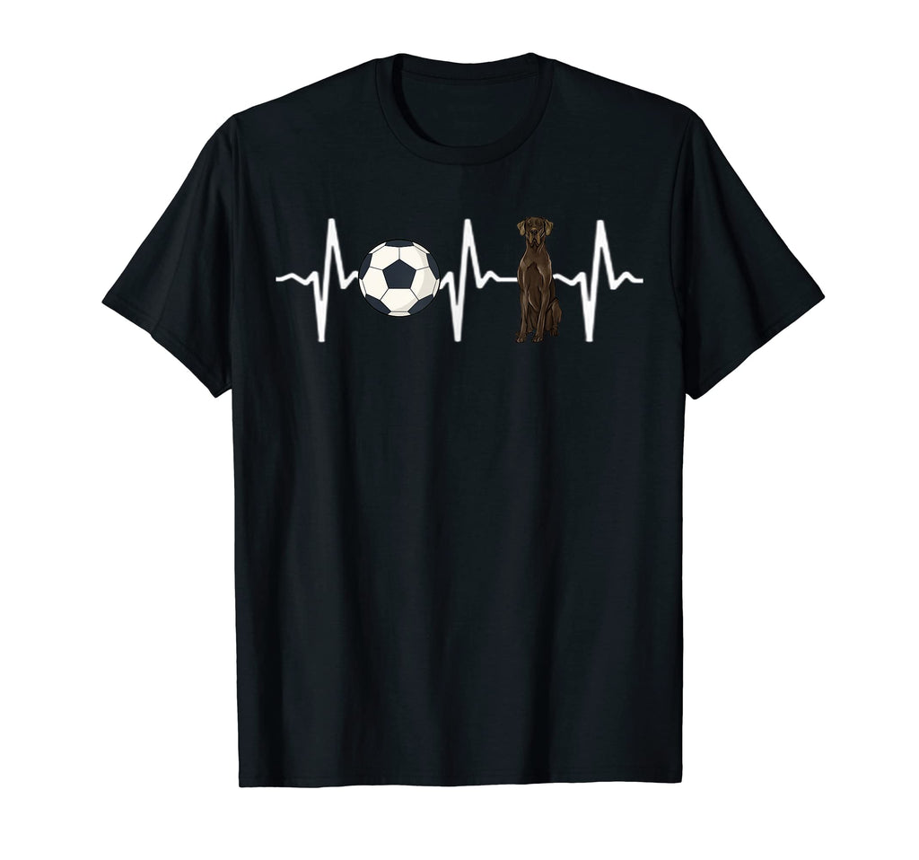 Soccer Black Great Dane Heartbeat T-Shirt - Custom Art Print for Adults