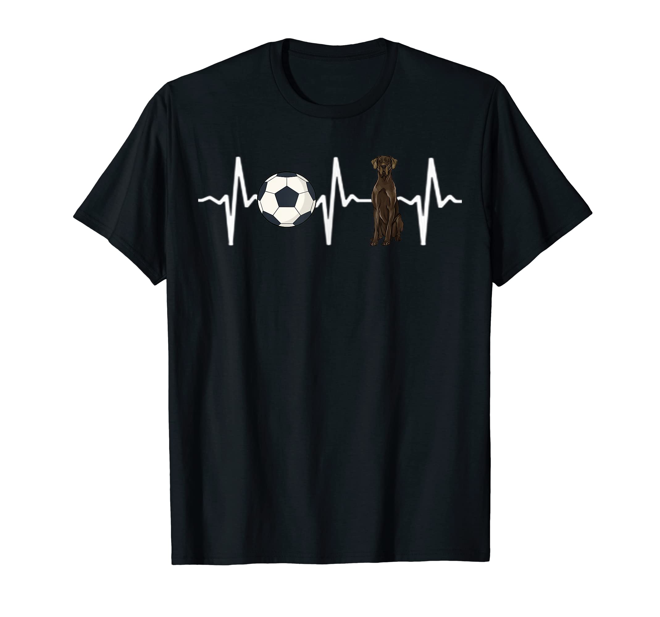 Soccer Black Great Dane Heartbeat T-Shirt - Custom Art Print for Adults