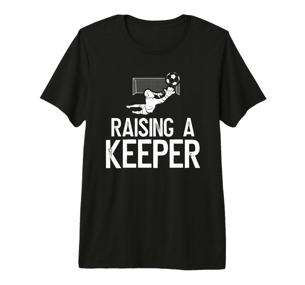 Mens Raising Soccer Keeper Dad T-Shirt - Minimalist Print for Adults