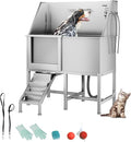 50" Dog Bathtub for Large Dogs, Professional Dog Washing Station with Wash Tub Attachment, Bath Pool for Outdoor, Indoor Shower and Grooming (50" Left Door)