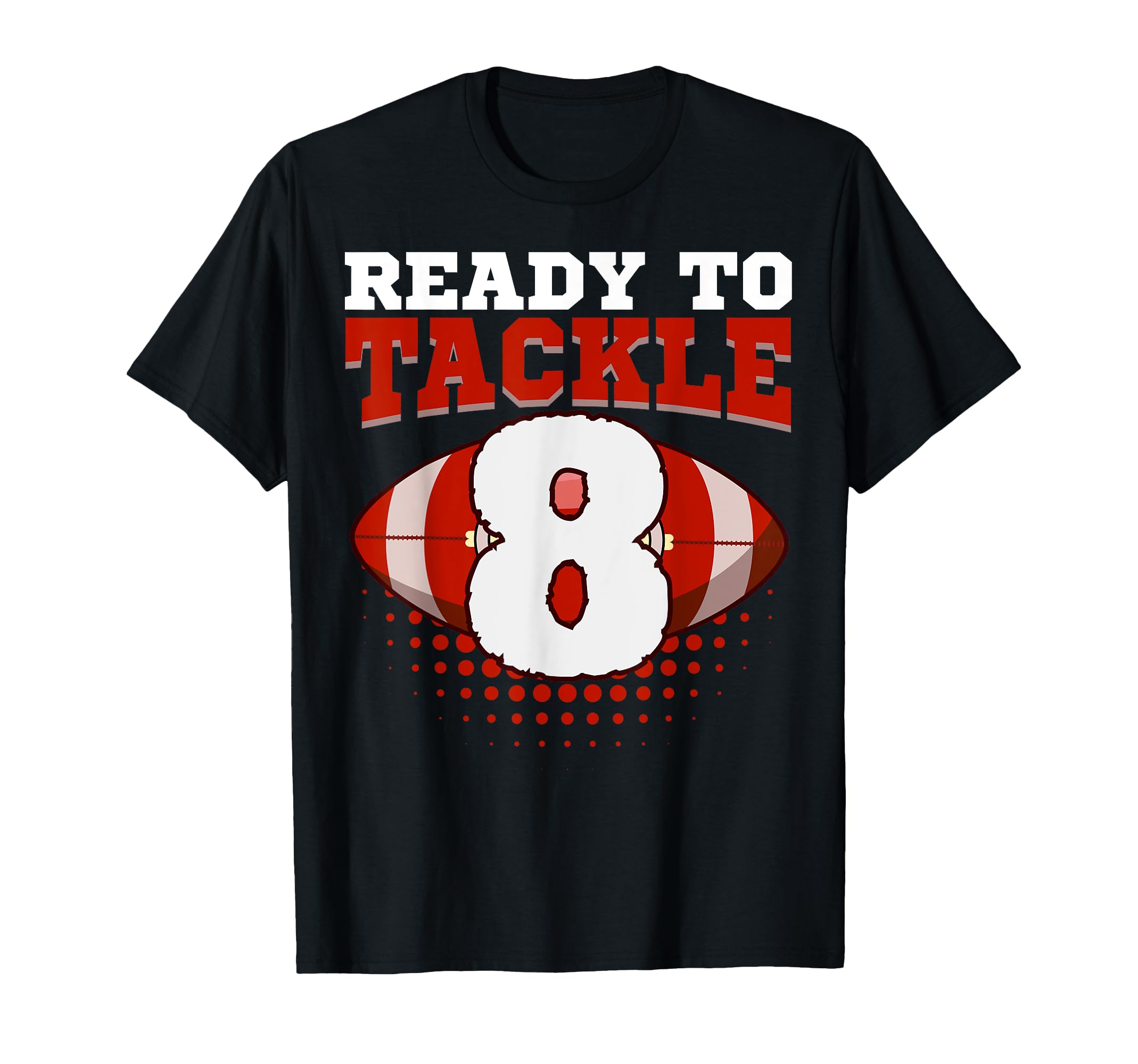 Football 8Th Birthday Player Tackle T-Shirt - Minimalist Print for Adults