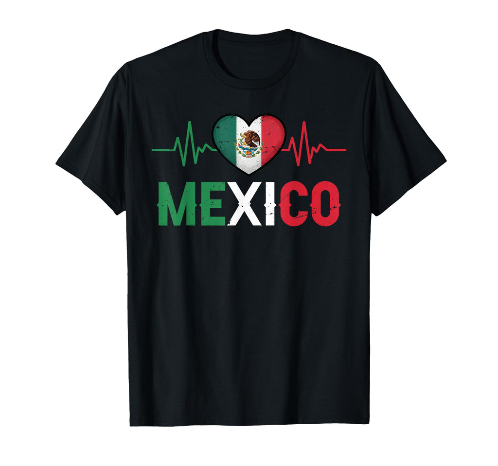 Mexico Flag Mexican Pride Heartbeat T-Shirt - Fun Novelty Design Unisex