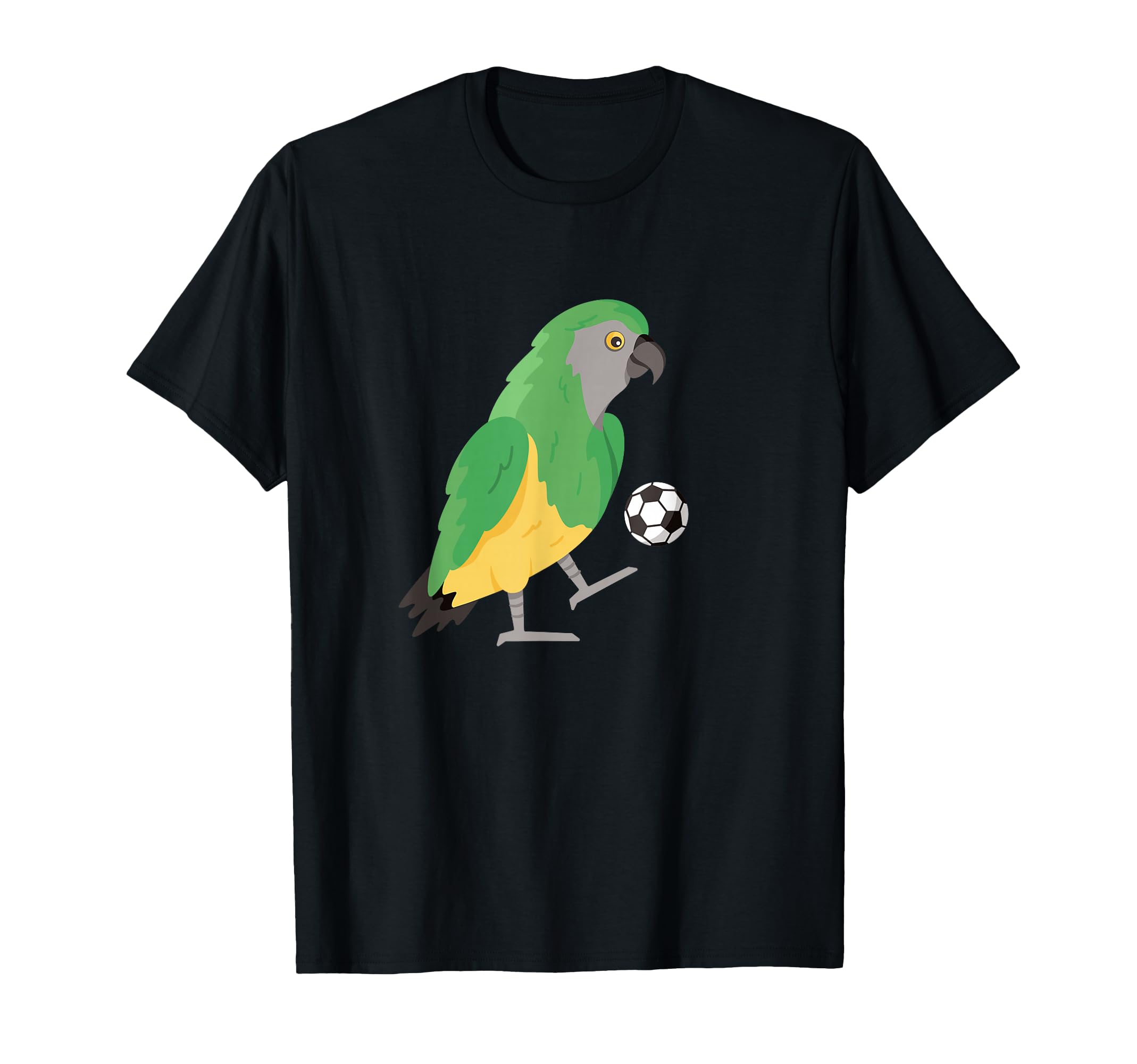 Senegal Parrot Bird Playing Soccer T-Shirt - Fun Novelty Design Men Women