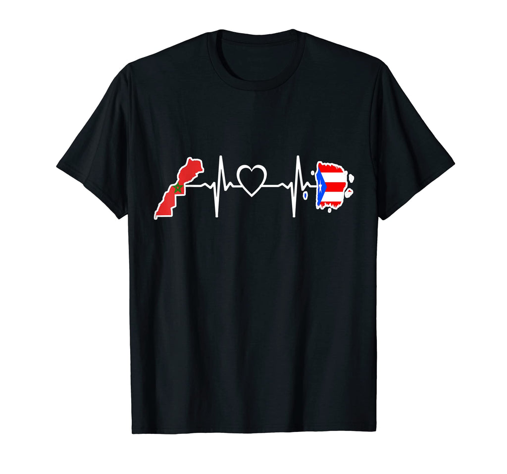 Morocco Peurto Rico Heartbeat Moroccan T-Shirt - Fun Novelty Design Unisex