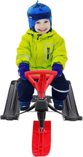Snow Racer Sled for Kids, Dual Brakes Snowmobile Sled Ski with Steering Wheel, Snow Sledge for Skiing, Ice Skating, Sand Skating, Single Rider 45 x 20 x 15 inches
