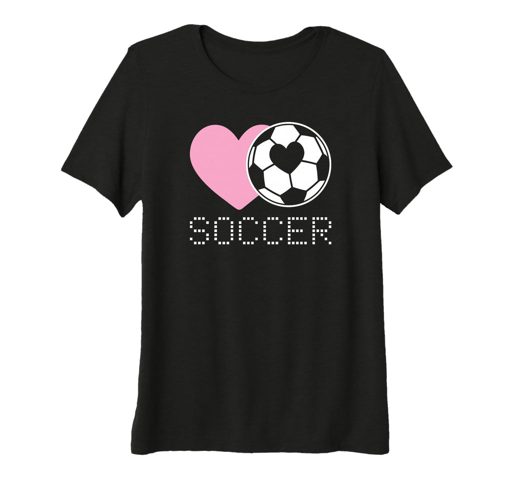 Womens Soccer Lover Heart And Ball T-Shirt - Aesthetic Graphic for Adults