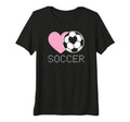 Womens Soccer Lover Heart And Ball T-Shirt - Aesthetic Graphic for Adults