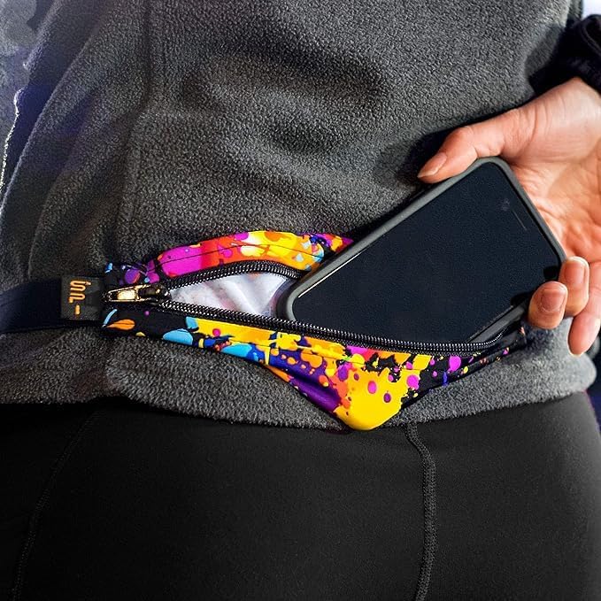 SPIbelt Running Belt for Women Men, Phone Holder for Running, Running Fanny Pack, Running Waist Pack, Adjustable Waist, [Fits All Phones]. Made from Recycled Materials. Blue with Black Zipper