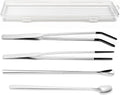 4PCS-Rubber Tip Feeding Tongs for Reptiles Extra Long Stainless Steel Reptile Feeding Tongs Terrarium Tools Feeder for Lizards Bearded Dragon Snake Enclosure Tank Accessories
