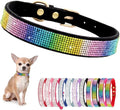Rhinestone Dog Collar for Small Dogs, Bling Diamond Fancy Crystal Glitter Pretty Jewel Pet Puppy Collars for XXS XS Small Medium Large Breed Girl Dogs Female Cats Kitten, Colorful Black XSmall