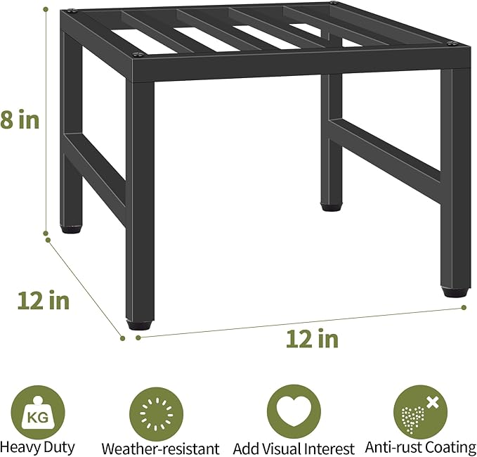 Plant Stand Indoor Outdoor, Heavy Duty Wrought Iron Pedestal Stands Metal Plant Stand for Indoor Outdoor, Sturdy Low Flower Stand Display Planter Shelf, 3pcs, Black