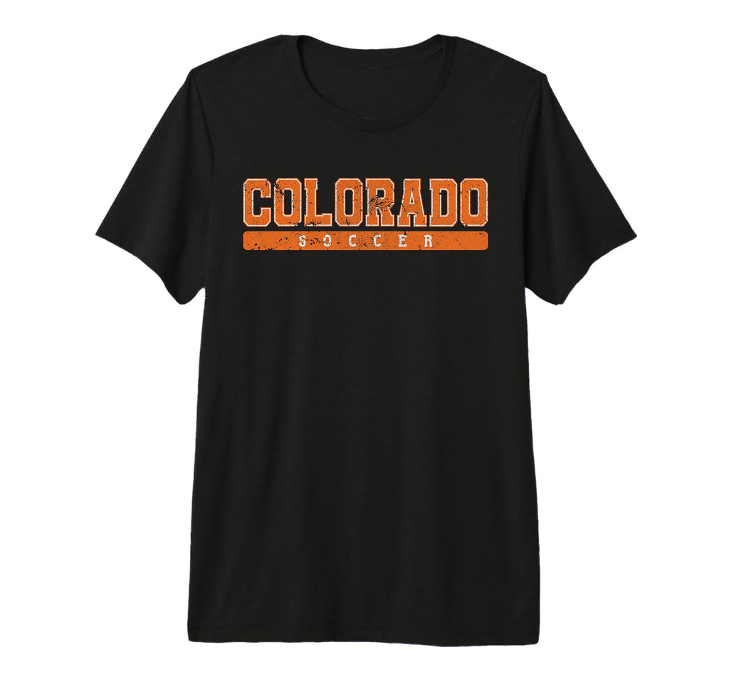 Colorado Soccer Orange Text Tri Blend T-Shirt - Streetwear Style Unisex