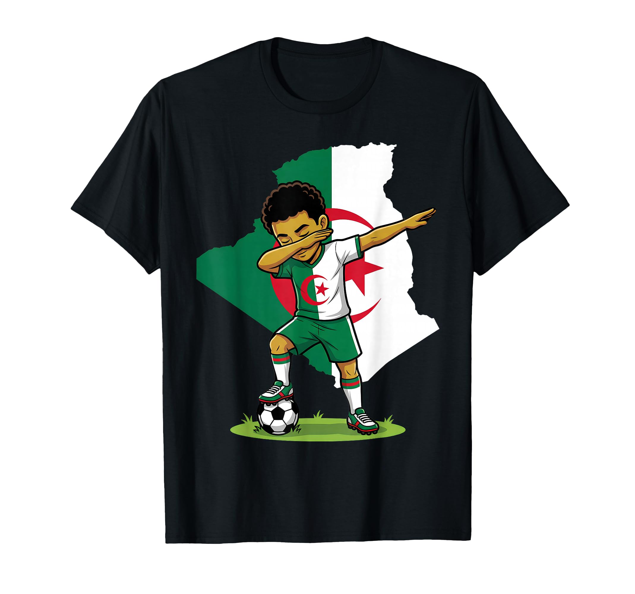 Algeria Soccer Dab Flag Football T-Shirt - Aesthetic Graphic Men Women