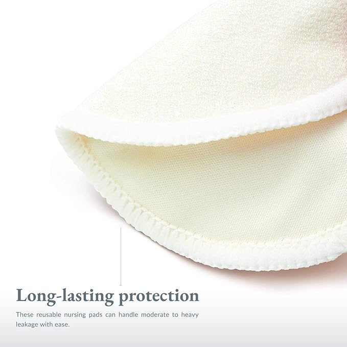 Ameda Washable Nursing Pads | 4 Pairs (8 Count) | Organic Bamboo Nursing Pads | Breastfeeding Supplies | Reusable Breast Pads for Leaking Milk | Breastfeeding Pads | Includes Mesh Laundry Bag