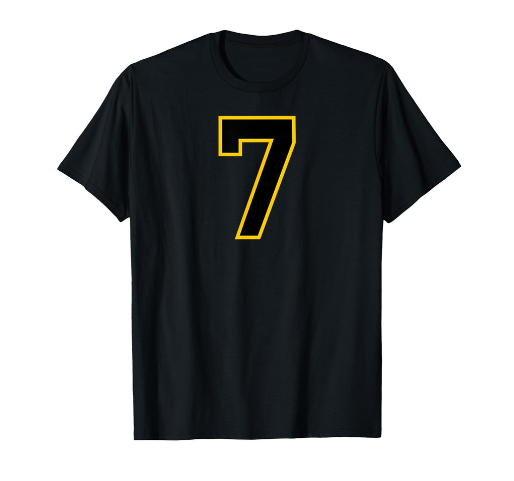 Yellow Black Sport Team Number 7 T-Shirt - Unique Graphic Unisex