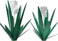 Metal Agave Plant Garden Art, 2 Pack Tequila Rustic Sculpture, Rustic Metal Agave Plants Garden Lawn Home Ornaments, for Yard Stakes, Garden Figurines, Outdoor Patio (2 PCS White Flowers)