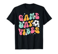 Groovy Soccer Game Day Vibes Game Day T-Shirt - Novelty Apparel Unisex